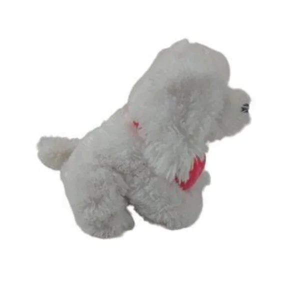 Chrisha Playful White Puppy Dog Plush W/Red I Love You Heart Collar 11 Stuffed